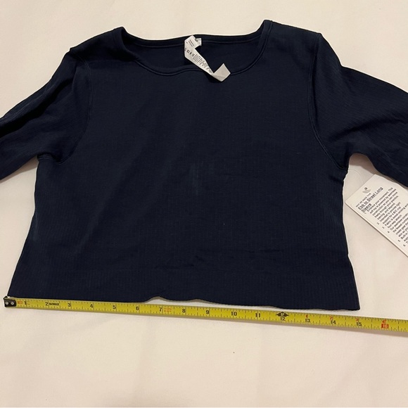Lululemon Ebb to Street Long Sleeve True Navy Ribbed cropped size 10 NWT sports - Picture 12 of 16